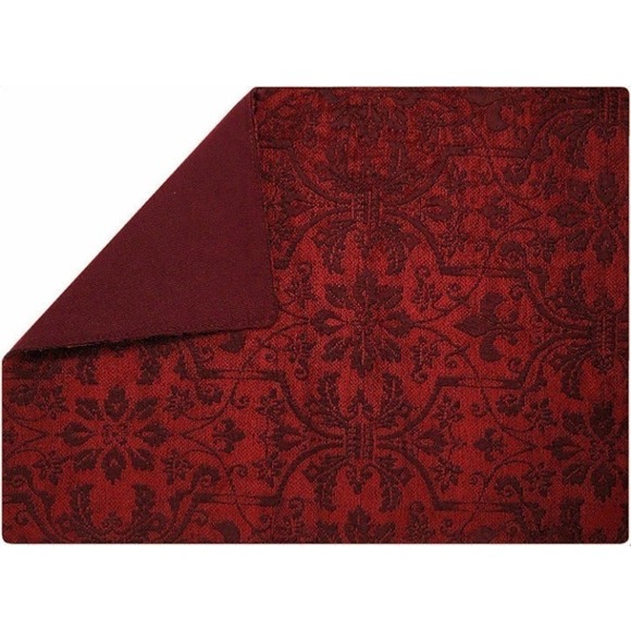 Set of 8 Fleur de Lis Placemats Tapestry Cambridge Toile Red Merlot 18x13" NEW - Picture 1 of 3